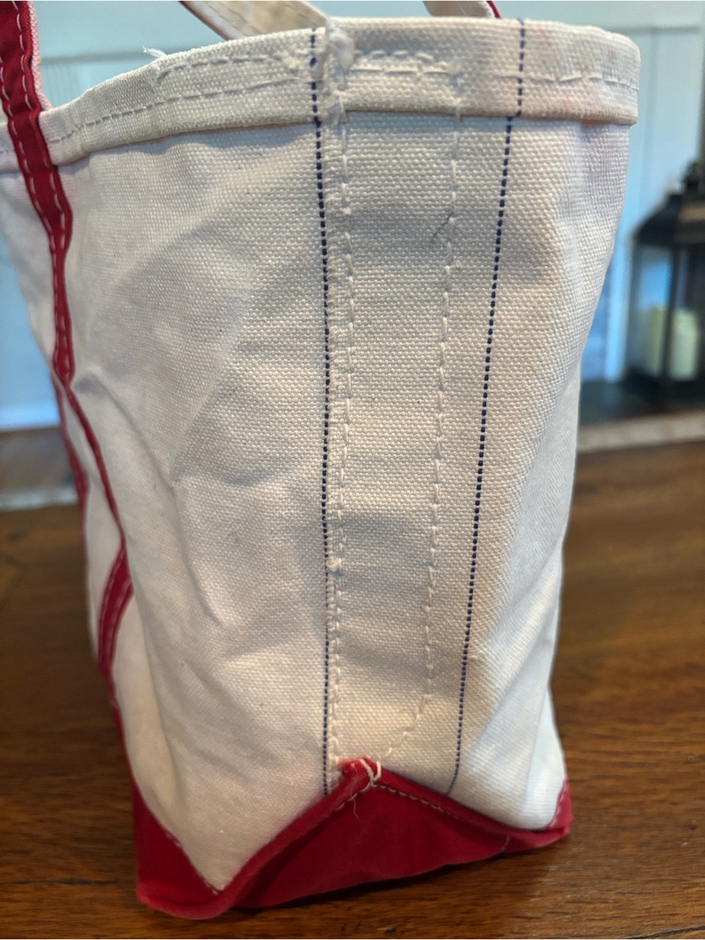 LL Bean Vintage 80s Boat and Tote Bag with Red Trim - Picture 5 of 16